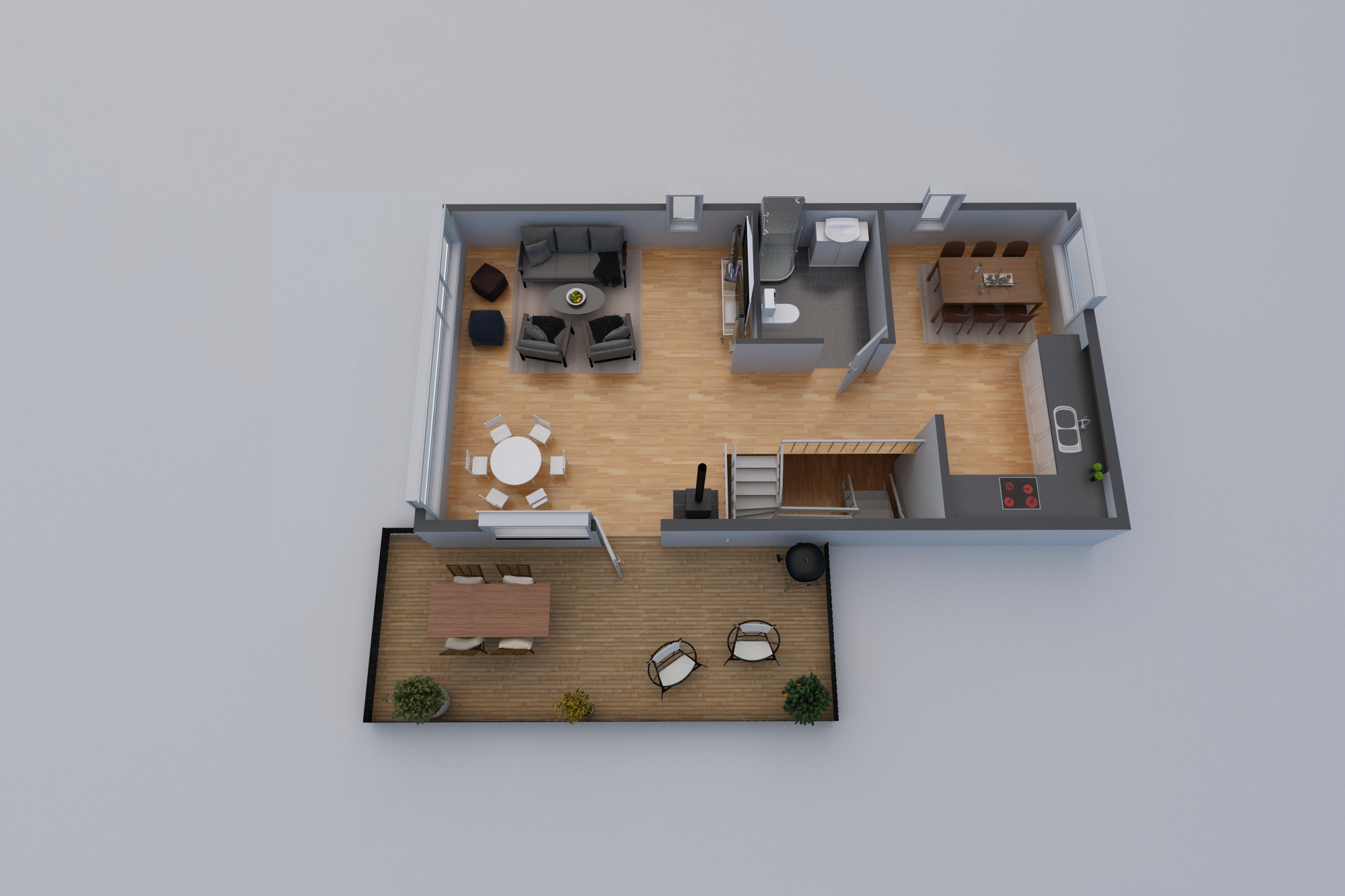 6 nye moderne eneboliger med takterrasse over carport