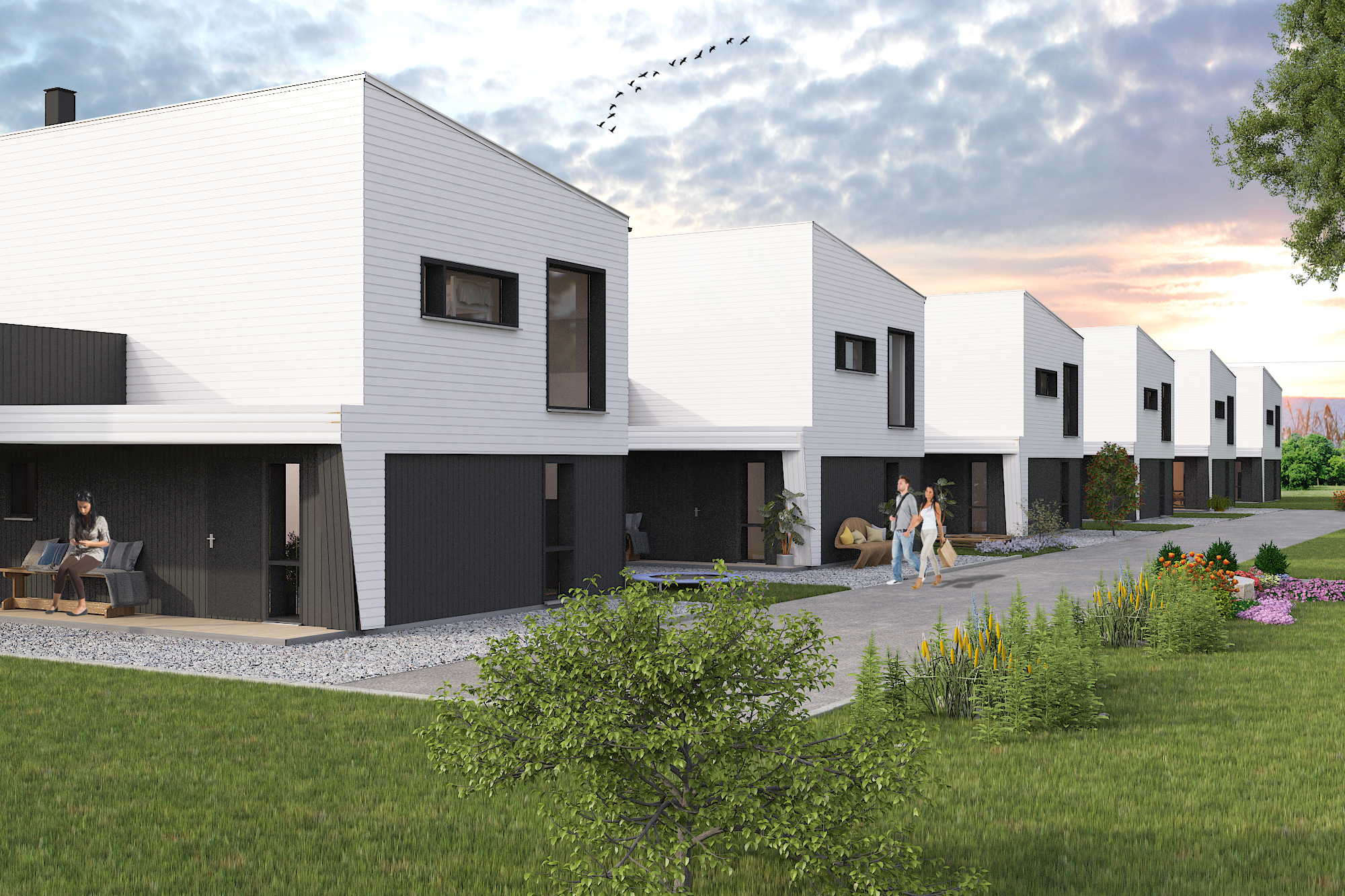 6 nye moderne eneboliger med takterrasse over carport