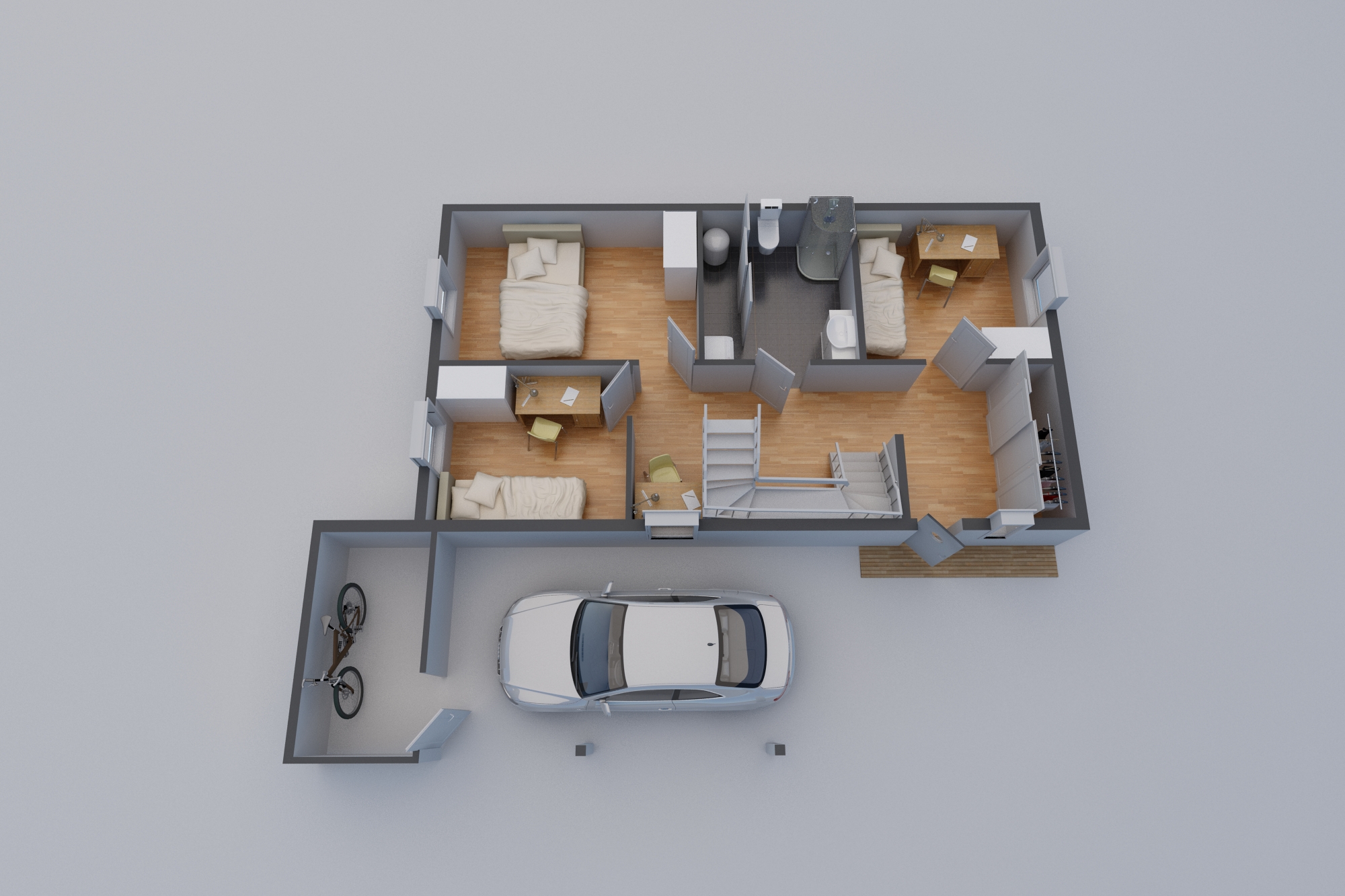 6 nye moderne eneboliger med takterrasse over carport