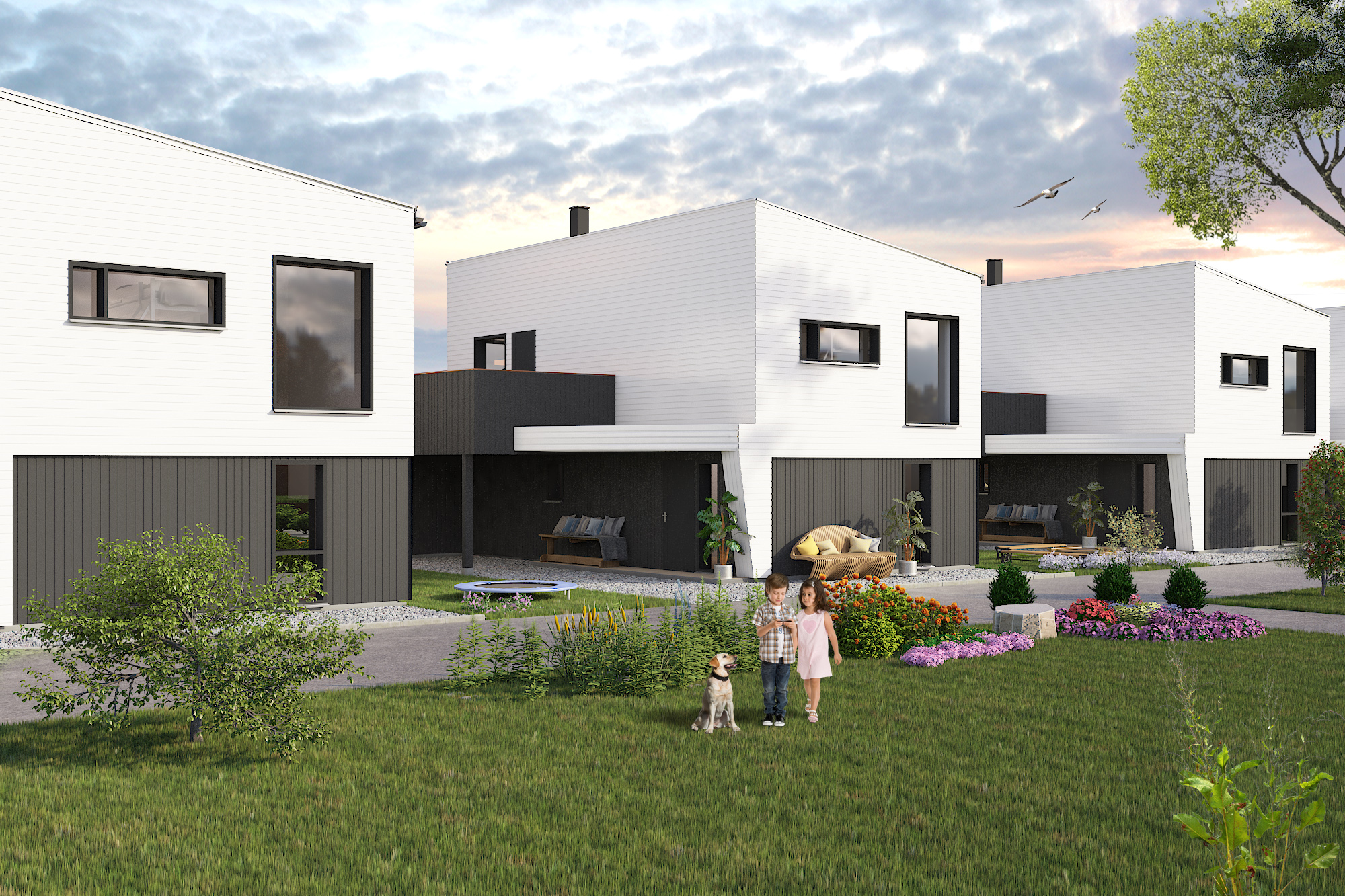 6 nye moderne eneboliger med takterrasse over carport